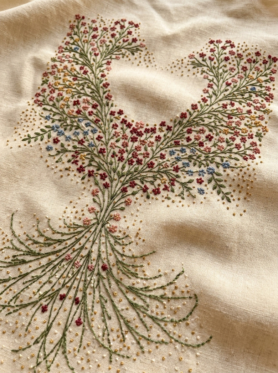 Yoke And Front Neck Placement from Necklines & Collars Embroidery Book 2, a digital embroidery design reference for machine embroidery designs, embroidery patterns and lace and broderie details.